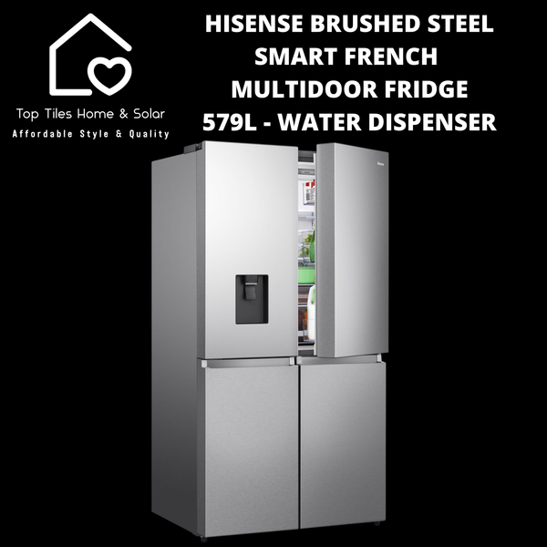 Hisense Brushed Steel Smart French MultiDoor Fridge  - 579L Water Dispenser