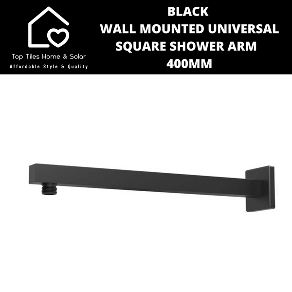 Black Wall Mounted Universal Square Shower Arm - 400mm