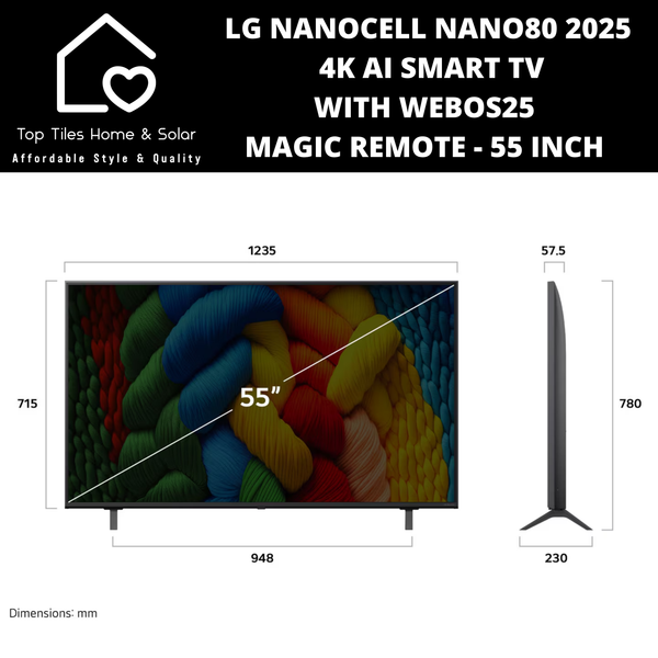 LG NanoCell NANO80 4K AI Smart TV with webOS25 Magic Remote 2025 - 55 Inch