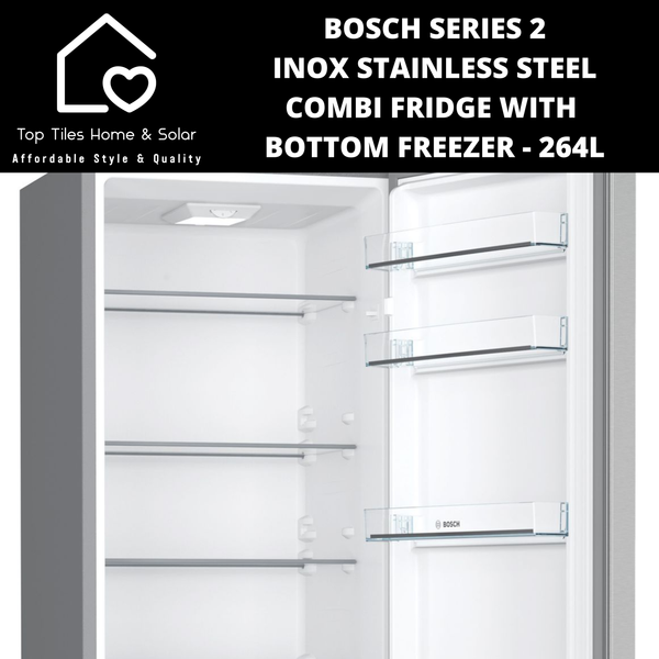 Bosch Series 2 - Inox Combi Fridge With Bottom Freezer - 264L