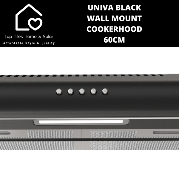 Univa Black Wall Mount Cookerhood - 60cm