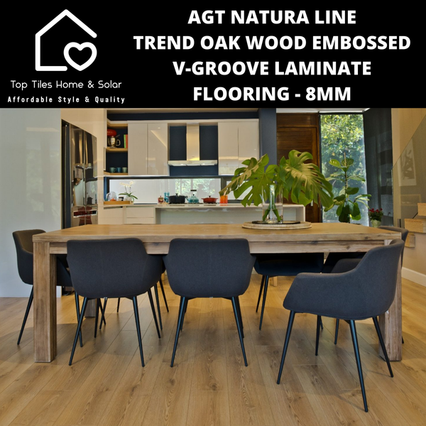 AGT Natura Line Trend Oak Wood Embossed V-Groove Laminate Flooring - 8mm