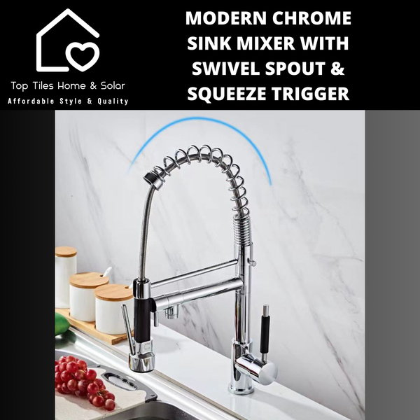 Modern Chrome Sink Mixer with Swivel Spout & Squeeze Trigger