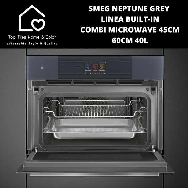 Smeg Neptune Grey Linea Built-in Combi Microwave 45cm - 60cm 40L