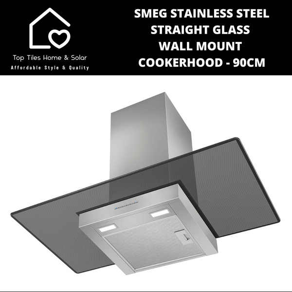 Smeg Stainless Steel Straight Glass Wall Mount Cookerhood - 90cm