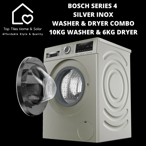 Bosch Series 4 - Silver Inox Washer & Dryer Combo -  10kg Washer & 6kg Dryer