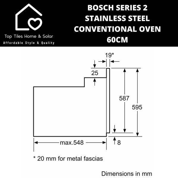 Bosch Series 2 - Stainless Steel Conventional Oven - 60cm