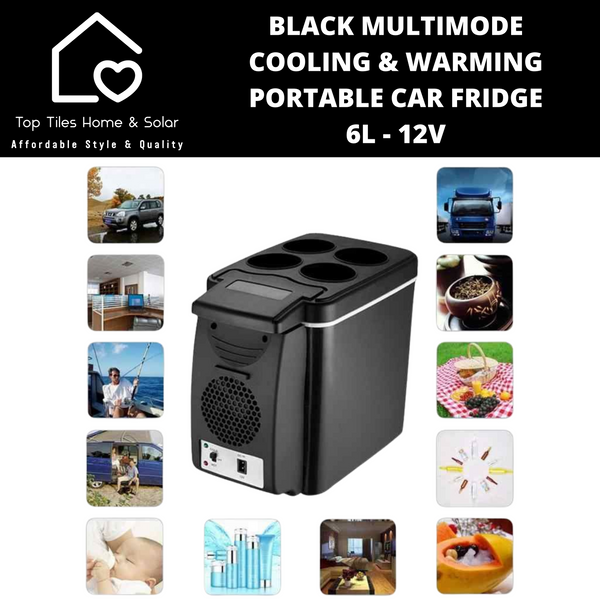 Black Multimode Cooling & Warming Portable Car Fridge - 6L - 12V