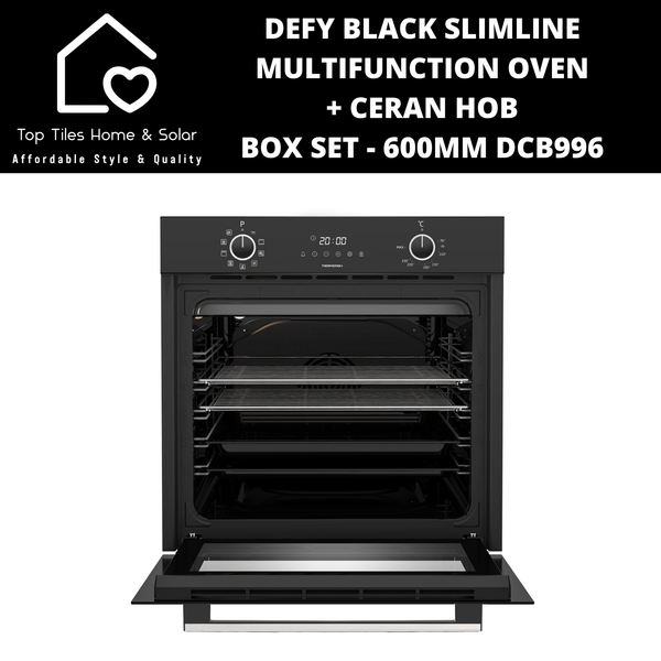 Defy Black Slimline Multifunction Oven + Ceran Hob Box Set - 600mm DCB996