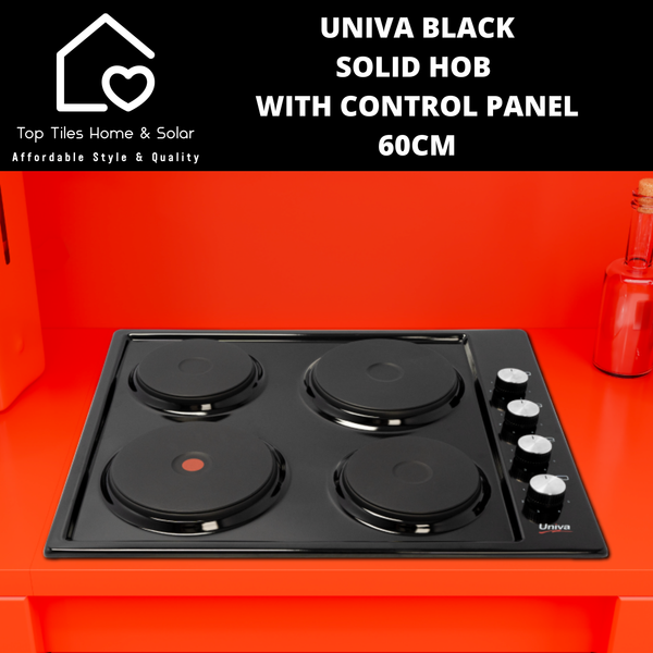 Univa Black Solid Hob with Control Panel - 60cm