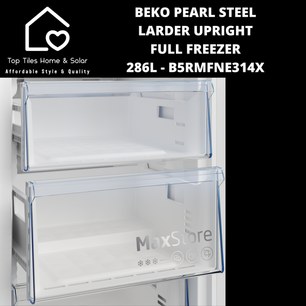 Beko Pearl Steel Larder Upright Full Freezer - 286L B5RMFNE314X