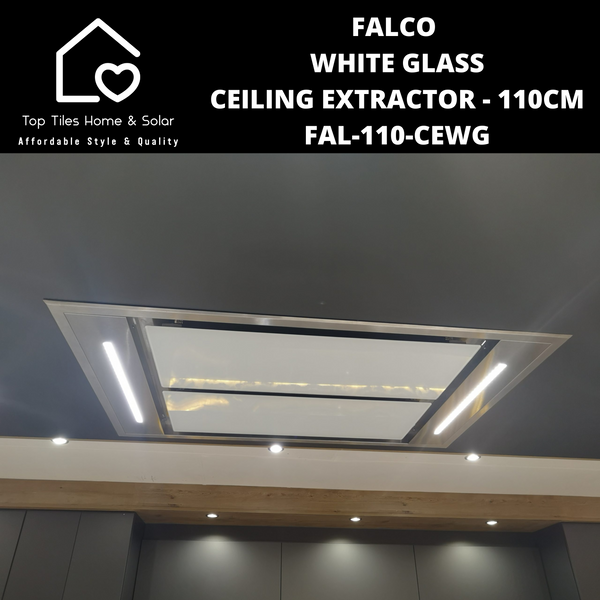Falco White Glass Ceiling Extractor - 110cm FAL-110-CEWG