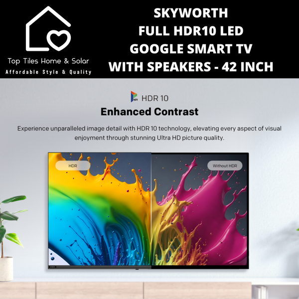 Skyworth Full HDR10 LED Google Smart TV with Speakers - 42 Inch