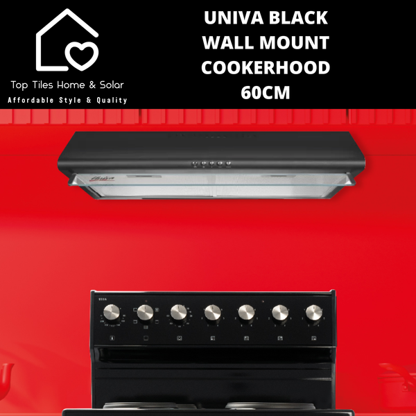 Univa Black Wall Mount Cookerhood - 60cm
