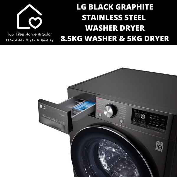 LG Black Steel Vivace Washer Dryer - 8.5kg Washer & 5kg Dryer
