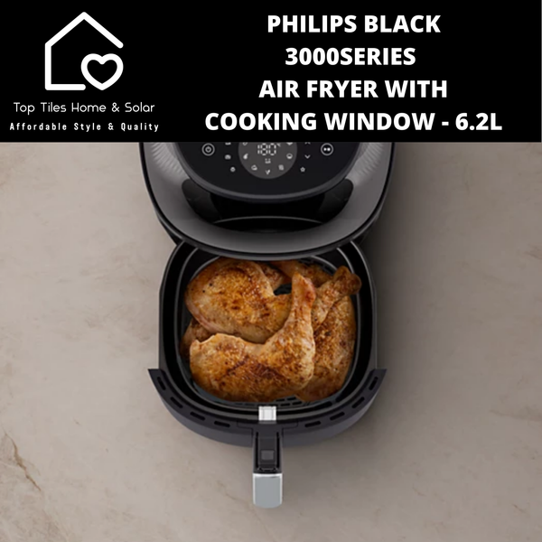 Philips Black 3000Series Air Fryer with Cooking Window - 6.2L