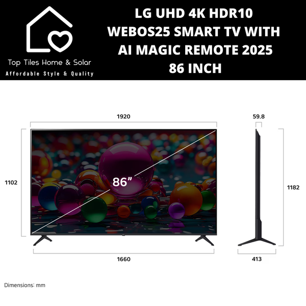 LG UHD 4K HDR10 WebOS25 Smart TV with AI Magic Remote 2025 - 86 Inch