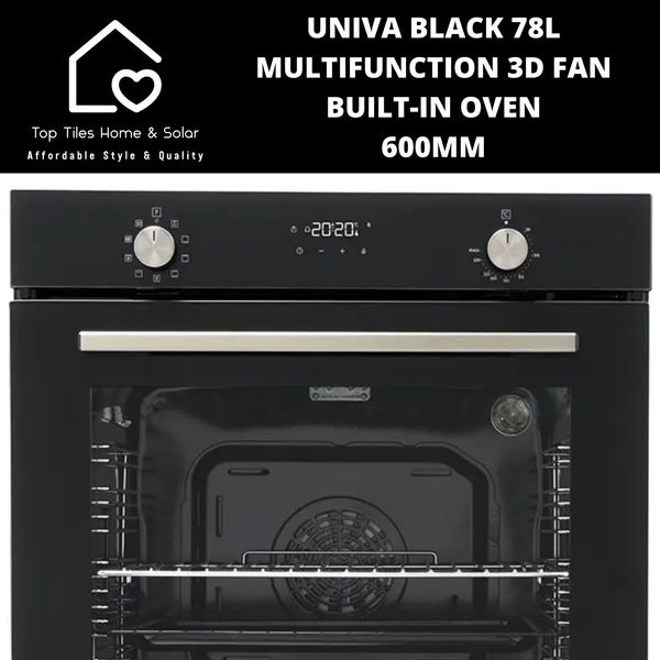 Univa Black 78L Multifunction 3D Fan Built-in oven - 60cm