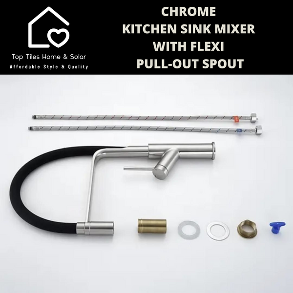 Chrome Kitchen Sink Mixer With Flexi Pull-Out Spout
