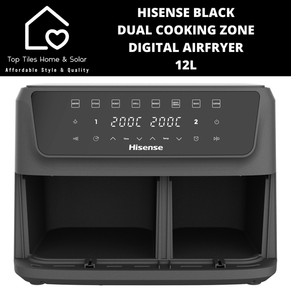 Hisense Black Dual Cooking Zone Digital Airfryer - 12L
