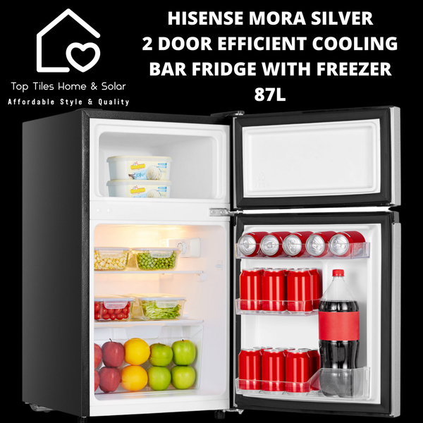 Hisense MORA Silver 2 Door Efficient Cooling Bar Fridge with Freezer - 87L