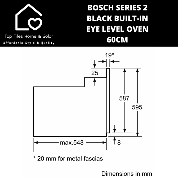 Bosch Series 2 - Black Built-In Eye Level Oven - 60cm