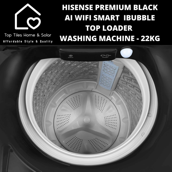 Hisense Premium Black Ai Wifi Smart  iBubble Top Loader Washing Machine - 22kg