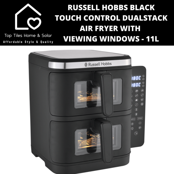 Russell Hobbs Black Touch Control DualStack Air Fryer with Viewing Windows - 11L