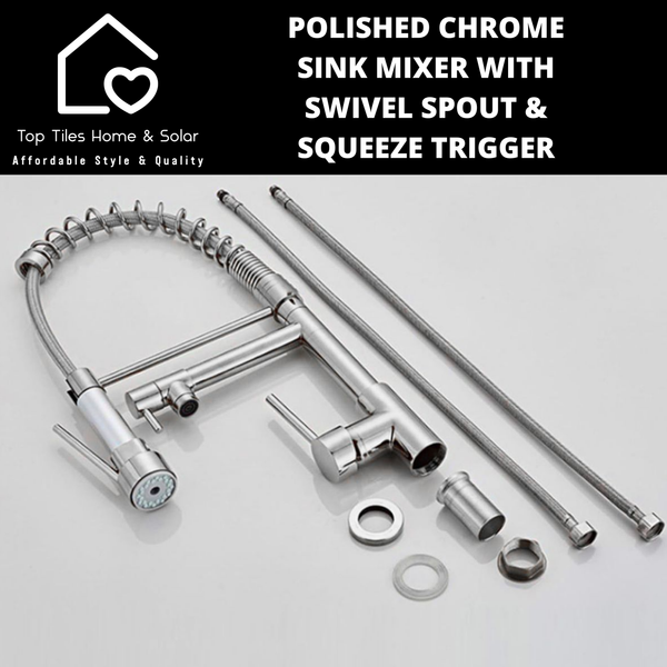 Chrome Sink Mixer with Swivel Spout & Squeeze Trigger