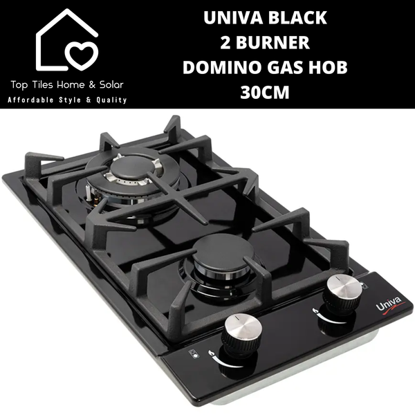 Univa Black 2 Burner Domino Gas Hob - 30cm