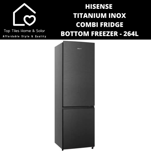 Hisense Titanium Inox Combi Fridge Bottom Freezer - 264L