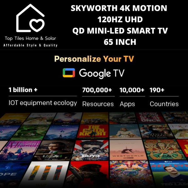 Skyworth 4K Motion 120Hz UHD QD Mini-LED Smart TV - 65 Inch X6600H