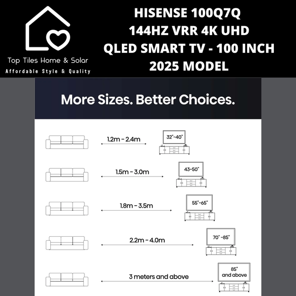 Hisense 100Q7Q 144Hz VRR 4K UHD QLED Smart TV - 100 Inch 2025 Model