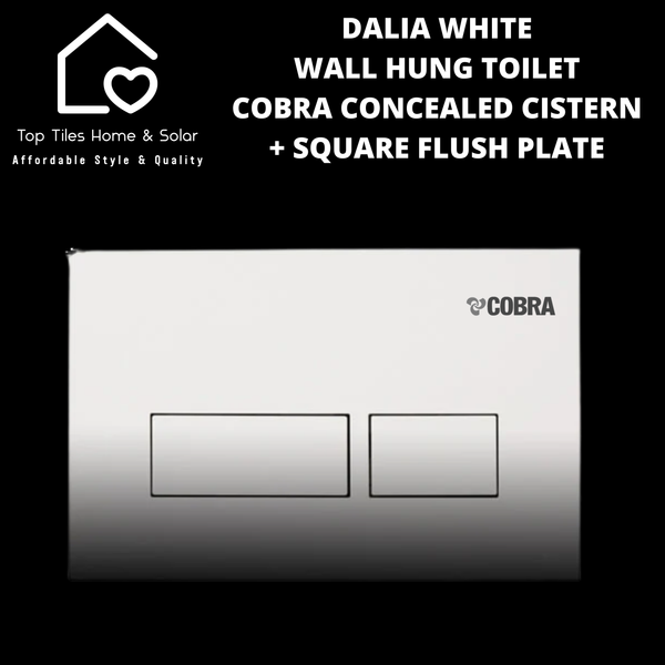 Dalia White Wall Hung Toilet With Cobra Concealed Cistern & Square Flush Plate
