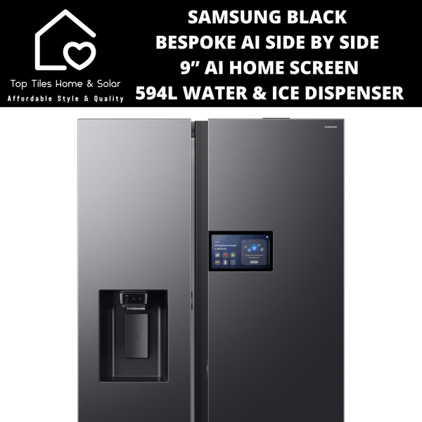 Samsung Black BESPOKE AI Side by Side 9” AI Home Screen - 594L Water & Ice Dispenser