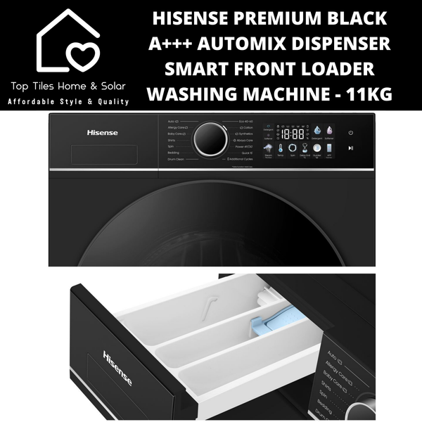 Hisense Premium Black A+++ AutoMix Dispenser Smart Front Loader Washing Machine - 11kg