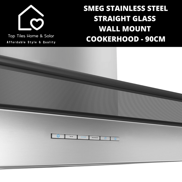 Smeg Stainless Steel Straight Glass Wall Mount Cookerhood - 90cm