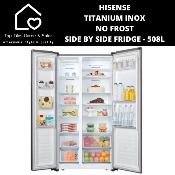 Hisense Titanium Inox No Frost Side by Side Fridge - 508L