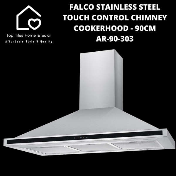 Falco Stainless Steel Touch Control Chimney Cookerhood - 90cm AR-90-303