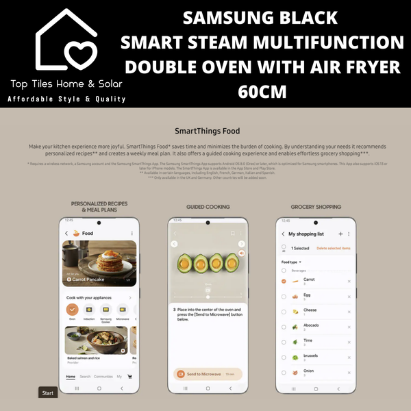 Samsung Black Smart Steam Multifunction Double Oven with Air Fryer - 60cm