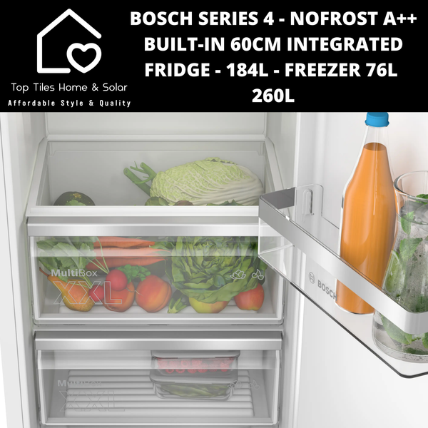 Bosch Series 4 - NoFrost A++ Built-in 60cm Integrated Fridge -  184L with Freezer 76L - 260L