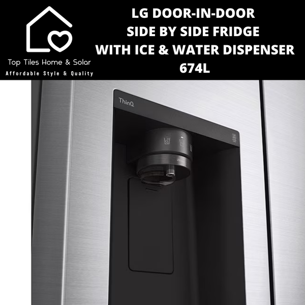 LG Door-in-Door Side by Side Fridge with Ice & Water Dispenser - 674L