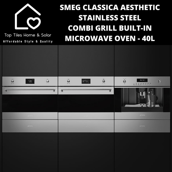 Smeg Classica Aesthetic Stainless Steel Combi Grill Microwave Oven - 40L