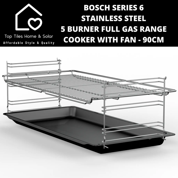 Bosch Series 6 - 5 Burner Full Gas Range Cooker with Fan - 90cm