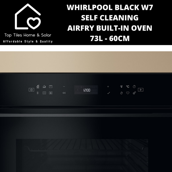 Whirlpool Black W7 Self Cleaning AirFry 73L Built-In Oven - 60cm