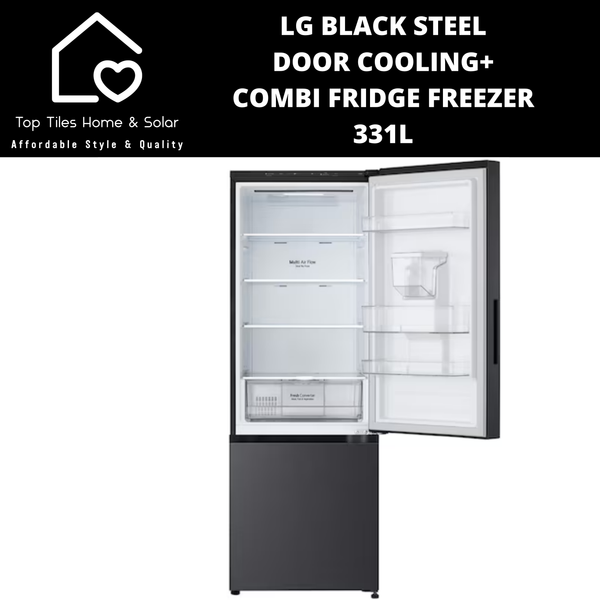 LG Black Steel Door Cooling+ Combi Fridge Freezer - 331L