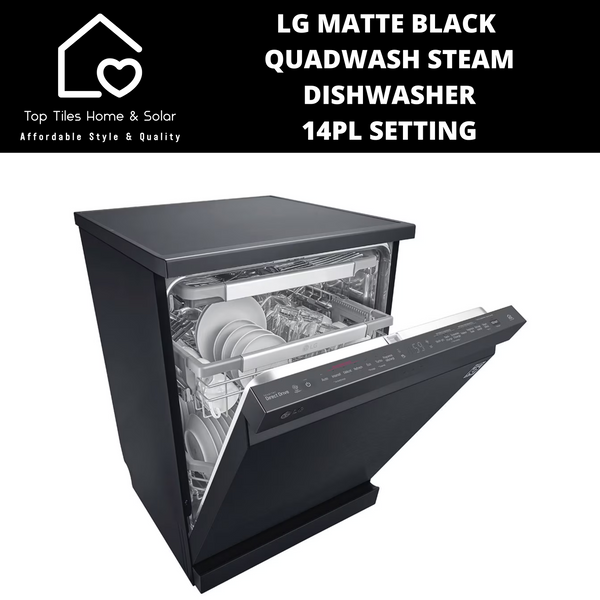 LG Matte Black QuadWash Steam Dishwasher - 14Pl Setting