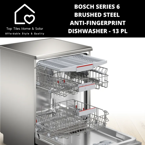 Bosch Series 6 - Brushed Steel Anti-Fingerprint Dishwasher - 13 Place Setting