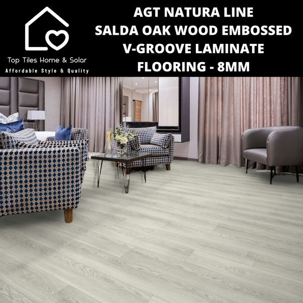 AGT Natura Line Salda Oak Wood Embossed V-Groove Laminate Flooring - 8mm