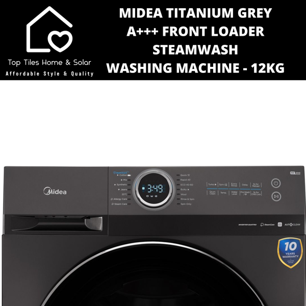 Midea Titanium Grey A+++ Front Loader SteamWash Washing Machine - 12kg